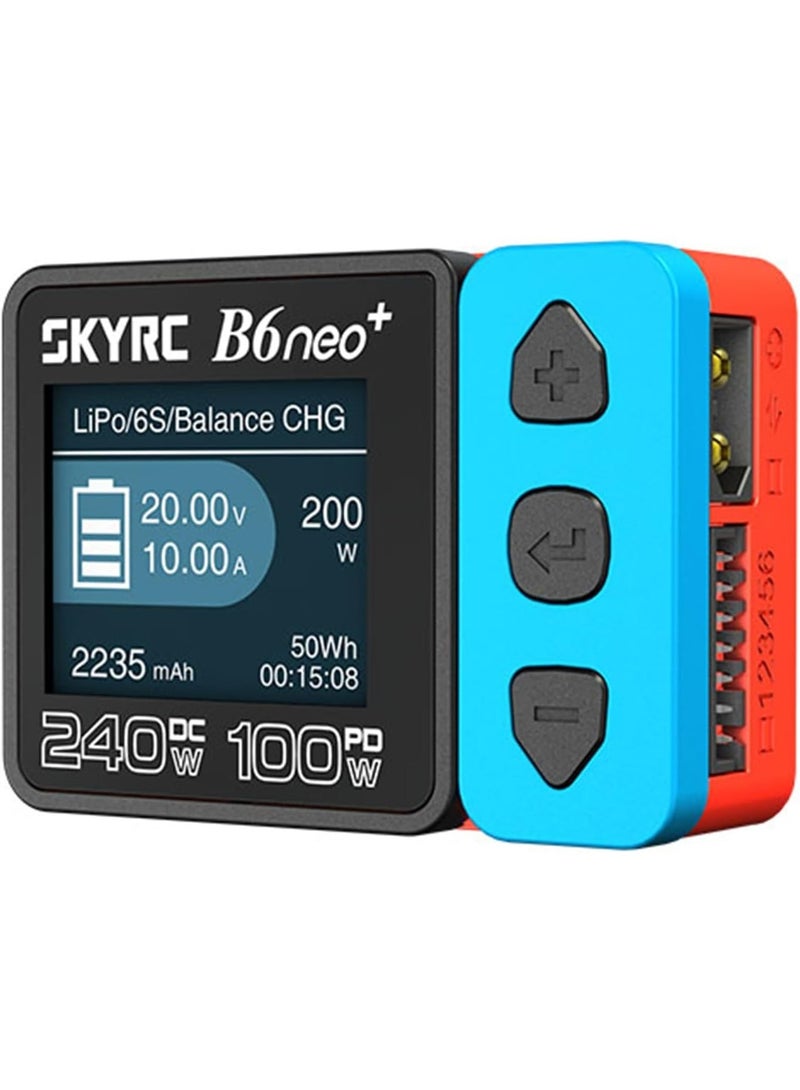 SKYRC RC Charger Balance for LiPo Battery Car Airsoft Drone, SKYRC B6 Neo+ USB C Universal Professional Multifunction Small Fast Charger 1S-6S Li Ion LiHV Life PB, 7.4V 2S-15S NiMH NiCd Discharge - Image 1